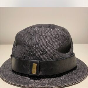 Gucci Black Patterned Fedora Hat